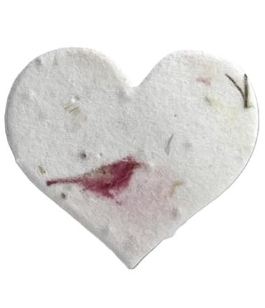Of The Earth Handmade Paper - Small Heart Shape Seed Embedded Cotton Tags - 1.75" X 1.5" - Set of 50 (24s Pink Petal)