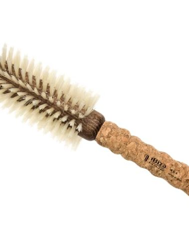 Ibiza Hair Boar Bristle Round Brush (B4-65mm) | Blonde Bristles & Cork Handle | Ideal for Color Treated Tresses | Crown Volume | Adds Shine & Texture for Medium to Long Styles