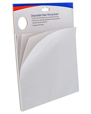 Custom Shop Multi-Layered Disposable Paper Body Filler Mixing Board (100 Sheets) - Automotive Body Filler Spreader Board, Clean Sheets for Mixing