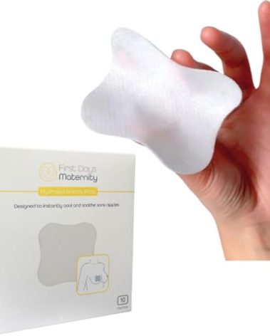 First Days Maternity - Hydrogel Breast Pads for Sore Nipples, Instant Cooling Relief, Suitable for All Skin Types, Pads with Soft Fabric Backing and 1 mm Thickness, 7.5 cm x 7.5 cm, Pack of 10 Pads