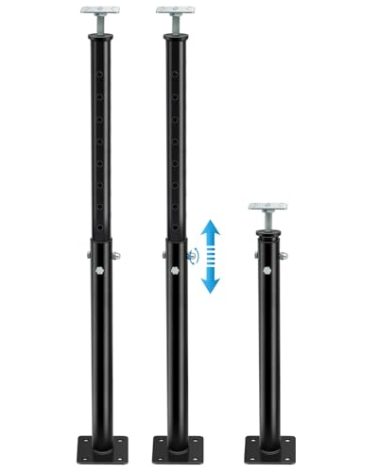 Yaocom 1 Pack Adjustable Jack Post Steel Floor Jack Floor Support Jack Pole Jack for Porch Roof Deck Heavy Load Areas, 23.23"-43.31" Adjustable Height, Black