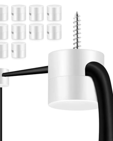 10 Pack Swag Hooks for Ceiling Hanging Lights, Pendant Light Swag Hook for Ceiling Lamp, Black Ceiling Hooks for Hanging Light, Modern Wire Cable Cord Chandelier Fixture Hardware Wall Hook (White)