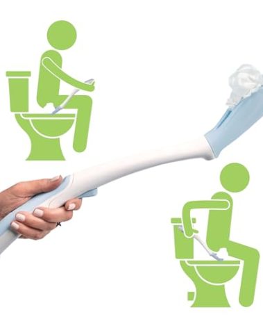 Juvo Toilet Aid - Personal Bottom Wiping Tool, Bathroom Mobility Aid for Disabled, Elderly, and Surgery Recovery - 18" long wand with hygienic cover
