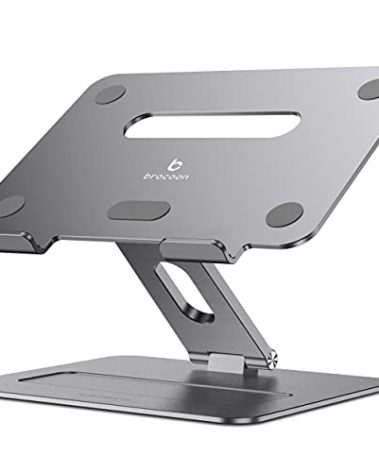 brocoon Adjustable MacBook Stand for Desk | Ergonomic Aluminum Laptop Riser with Heat-Vent, Compatible for 10-17" Laptops, Space Grey