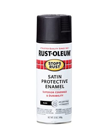 Rust-Oleum 7777830 Stops Rust Spray Paint, 12 oz, Satin Black