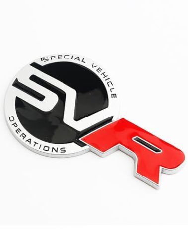 AULPEE Special Vechicle Symbol R-Dynamic Sports 3D Badge,Car Body Trunk Fender R-Dynamic Emblem Logo Sticker Compatible with Jagvar Land R0ver Accessories (SVR Chrome)