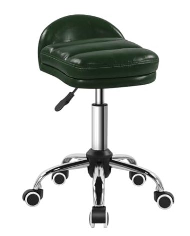 BFTOU Rolling Stool Chair with Wheel for Home Work SPA Massage Height-Adjustable and Cost-Effective Swivel Stool with Low Back (Green)