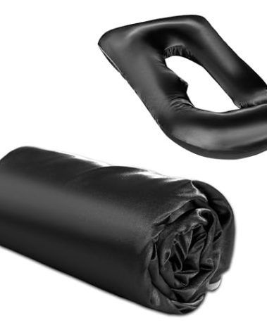 BALAPET Silky Satin Pregnancy Pillow Cover (ONLY Pillowcase), U Shaped Smooth Maternity Pillow Cover with Hidden Zip, Luxurious Soft & Breathable Large Pillow Protector for Side Sleeper, Black
