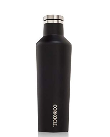 Corkcicle Canteen - Water Bottle and Thermos - Keeps Beverages Cold for Over 25, Hot for Over 12 Hours - Triple Insulated with Shatterproof Stainless Steel Construction - Matte Black - 16 oz.