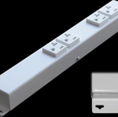 12” Hardwired Power Strip (NO Power Cord), 4 (NEMA 5-20R) Vertical Outlets (NOT Tamper Resistant), with Ears (with mounting tabs on Both Ends), 20 Amp, White