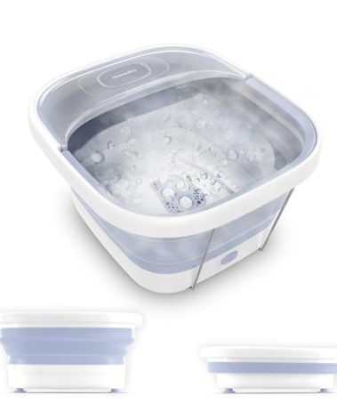 Homedics Smart Space Essential Collapsible Footbath, Invigorating Bubble Massage, Heatkeep Technology, Patented Collapsible Design, Safety-Lock System, Safe for Bath Salts, Bath Salts Included