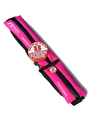 EpiPen Waist Belt with Medical Alert Tag – Fanny Pack for Epinephrine Auto-Injector & Inhaler – Adjustable Pouch for Kids & Adults – Outdoor & Sports Use – Bold Pink