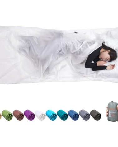 Browint Silk Sleeping Bag Liner, Silk Sleep Sack, Extra Wide 87"x43" & 87“x34”, Lightweight Travel Sheet for Hotels, Envelop Style 73“x34”, Hooded Mummy 87“x34”, More Colors, Reinforced Gussets