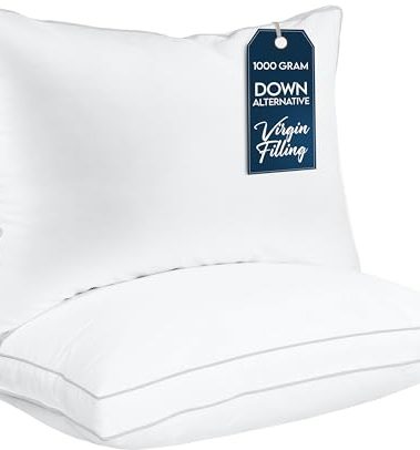 Utopia Bedding Bed Pillows for Sleeping Queen Size (White), Set of 2, Cooling Hotel Quality, Gusseted Pillow for Back, Stomach or Side Sleepers