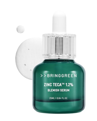 BRING GREEN ZINC TECA Serum with Niacinamide | Soothing Face Serum for Sensitive Skin, Pore Minimizing & Hydrating | Korean Skincare for Breakouts & Uneven Texture
