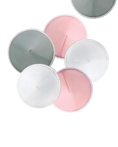 Washable Nursing Pads 6 PCS Reusable Breast Pads for Breastfeeding Soft and Super Absorbent Nipple Pads with Laundry Bag & Travel Storage Bag for Postpartum Essentials - 4.7inch
