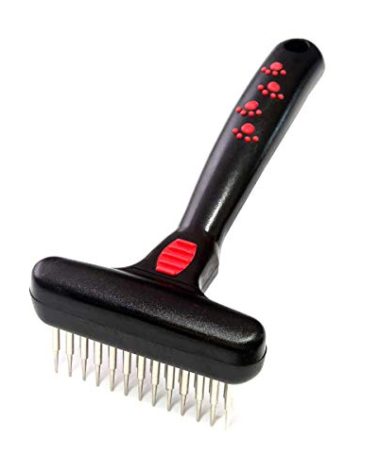 RYAN'S PET SUPPLIES Paw Brothers Magic Spring Undercoat Rake for Dogs, Professional Grade, Spriing Loaded Pins, Comfort Grip, 6.8 in