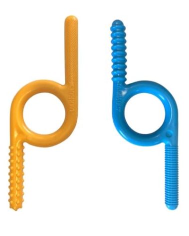 TalkTools Groovy Textured Chewy Combo - Oral Motor Sensory Tools for Kids | Self Regulation, Sensory Warm Up | Ideal for Oral Seekers | Therapist/Parent Supervision Required - Blue/Orange/Manual 2Pack