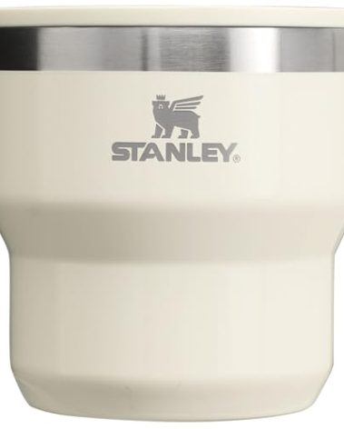 STANLEY Stay-Hot Stacking Camp Cup 10 oz | Press In Drink Through Lid | Cup for Coffee, Tea and Drinks | Insulated Stainless Steel Coffee Mug | BPA-Free | Cream Gloss