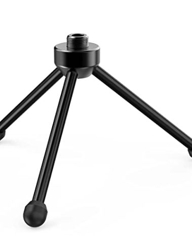 FIFINE Tripod Stand for Desktop Microphone with Non-slip Rubber Feet, Sturdy Metal Construction, Foldable Desk Mic Stand for Gaming, Podcasting, Meetings, Chatting