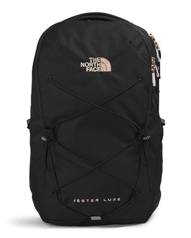 THE NORTH FACE Women's Jester Luxe Everyday Laptop Backpack, TNF Black/Burnt Coral Metallic, One Size