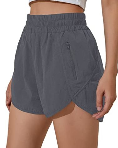 BMJL Women's Running Shorts Elastic High Waisted with Pockets, 2.5" Sporty Workout Quick Dry Athletic Shorts(M,CadetGrey)