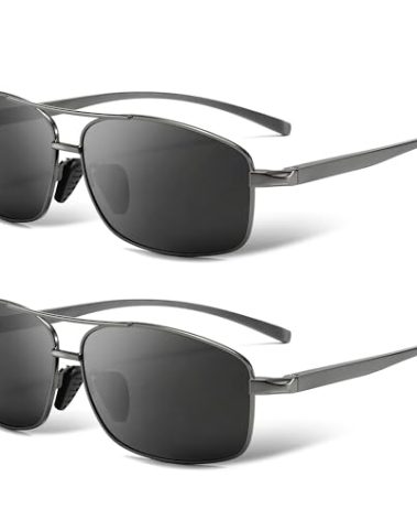 SUNGAIT Ultra Lightweight Rectangular Polarized Sunglasses Men UV400 Protection