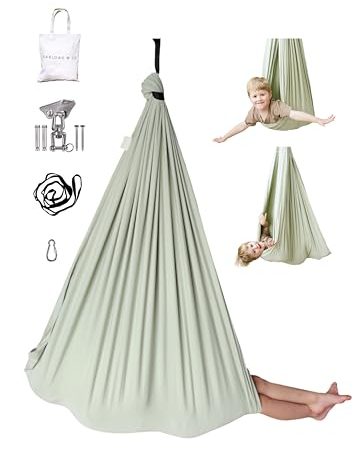 Marlowe & Co Indoor Outdoor Double Layer Cotton Sensory Compression Swing, Special Needs Therapy Swing, Holds 200 lbs, 360° Swivel Hardware Included (Desert Sage)