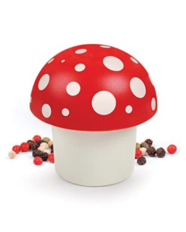 Genuine Fred Merry Mushroom Herb Grinder, 3 Inch Manual Grinder for Herbs and Spices, Durable Handheld Kitchen Tool, Fun Red and White Design