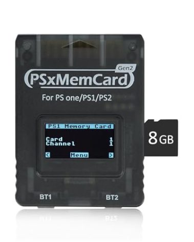 Guilekeys PSxMemCard Game Memory Card Compatible with PS2/PS1/PS One Console, 8GB MicroSD Card Include, Supports Firmware Upgrade, Unlimited Storage and Sd2psXtd, High Speed
