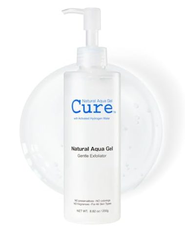 Cure by Toyo | Aqua Gel Gentle Exfoliator | Clear and Softer Skin | Non-Abrasive Face and Body Cleanser | Sensitive Skin | Big Size 8.82oz