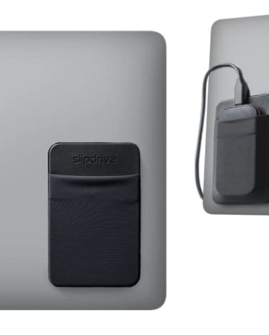 Slipdrive - Portable Hard Drive Sleeve for Laptop - SSD Solid State Drive - Reusable Adhesive - Stick on External Hard Drive Carrying Case - Pocket Pouch (Small, Black)