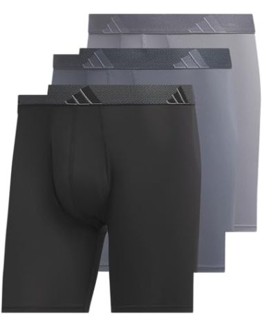 adidas Men's Microfiber Boxer Briefs Underwear Multipack – Athletic, Moisture Wicking, Stretch Fit & Tagless, Black/Onix Grey/Grey/M, Large