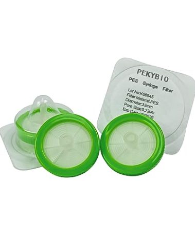 PEKYBIO Sterile Syringe Filter PES Hydrophilic Filtration 0.22μm Pore Size, 33mm Membrane Diameter for Lab, Pack of 50