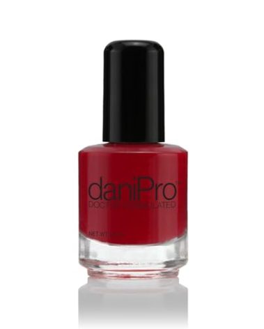 daniPro Doctor Formulated Nail Polish Always Be True - Deep Red Fingernail Polish & Toenail Polish, 0.5 oz with Undecylenic Acid, Biotin & Vitamins - Vegan Formula for Healthy Nails - USA-Made