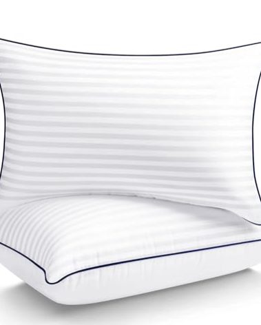 SEMZSOM Bed Pillows for Sleeping, Full Standard Size Set of 2 Luxury Hotel Pillows with Premium Soft Down Alternative Filling for Back, Stomach and Side Sleepers