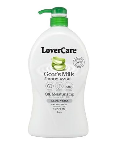 Lovercare Goat's Milk Moisturizing Body Wash Shower Cream Shower Gel Aloe Vera 40.7 Fl.Oz