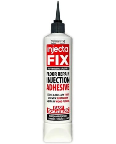 Injectafix Easy Squeeze - Flexible Strong Adhesive to Fix Floors and Repair Loose & Hollow Tiles, Wood, LVT & Laminate Self-Levlling No Gun Necessary