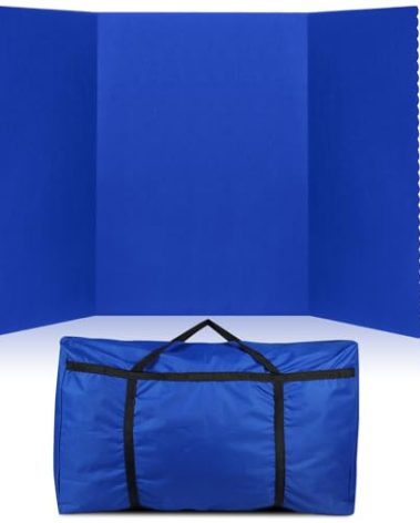 Paterr Trifold Poster Board with Storage Bag, Hook and Loop Fabric, Foldable 3 Panel Presentation Board for Science Fair and Exhibitions(Dark Blue,72 x 36 Inch)
