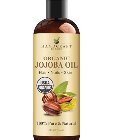 Handcraft Blends USDA Organic Jojoba Oil - Cold-Pressed 8 Fl Oz - 100% Pure and Natural Hair Styling Oil - Premium Grade Carrier Oil for Skin and Hair - Hair and Body - Massage - Hexane-Free