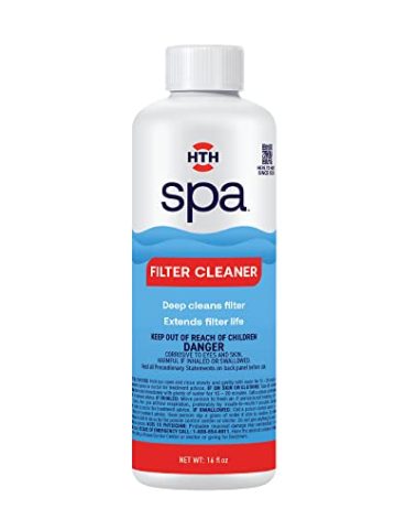 HTH Spa 86123 Filter Cleaner, Spa & Hot Tub Chemical Deep Cleans Filter, Extends Filter Life, 16 oz