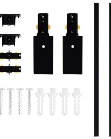 VANoopee H Track Lighting Rails Kit, 6.6FT H Type Rails Black with End Caps and Live End Feed Connector, Compatible with Single Circuit 120V H Style Track System, for LED Track Lighting Heads