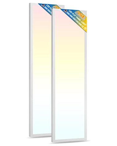 Allsmartlife 1x4FT LED Flat Panel Light Surface Mount, 24W/30W/40W, 4980LM Dimmable 5CCT 3000K-6000K, Edge-Lit Troffer Ceiling Light Fixture for Kitchen, White 2-Pack