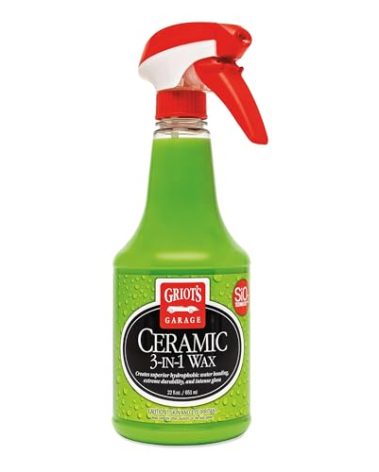 Griot’s Garage Ceramic 3-in-1 Wax, SiO2 Spray for Cars, Trucks, and RV’s, Provides Protection and Water Beading on Paint, Wheels, Plastic, Rubber Trim, Chrome, and More, 10978, 22 oz