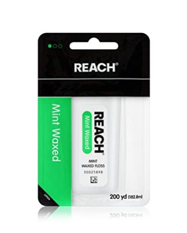 Reach Waxed Dental Floss | Effective Plaque Removal, Extra Wide Cleaning Surface | Shred Resistance & Tension, Slides Smoothly & Easily , PFAS FREE | Mint Flavored, 200 Yards, 1 Pack