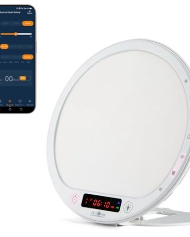 JUXLamp Light Therapy Lamp Sunrise Alarm Clock Wake up lamp 10000 lux UV-Free Sun lamp Bioclock Adjustment APP Control Portable Built-in Lithium Battery