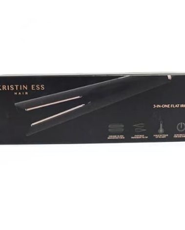 Kristin Ess Hair 3-in-One Ceramic Flat Iron Hair Straightener for Straightening, Waving + Curling, Soft Heat Technology for Smoothing + Frizz Control, Dual Voltage, Auto Shut-Off