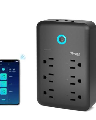 GHome Smart Plug Outlet Extender, USB Wall Charger with 3 Individual Smart Outlets and 3 Smart USB Ports, Works with Alexa Google Home, Surge Protector Plug Extender for APP Control,15A/1800W