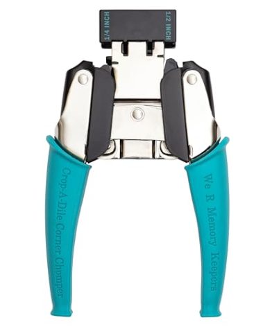 We R Memory Keepers, Crop-A-Dile Corner Chomper Punch, Teal, Comfort Handle, for .25"-.5" Corner Rounder, Crafting and Scrapbooking Tool, Compatible for Most Cardstock Paper, Leather, Fabric and More