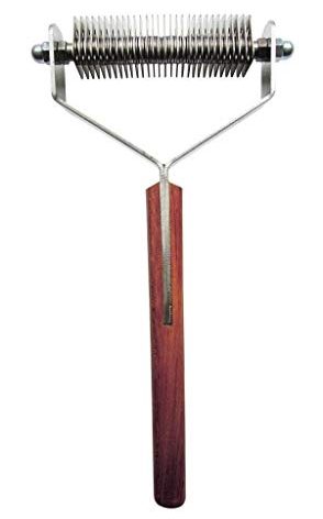Mars Coat King Double Wide Dematting Undercoat Grooming Rake Stripper Tool for Dogs and Cats, Stainless Steel with Wooden Handle for Thick Coats, 30-Blade Stripper for Groomers, Pet Owners